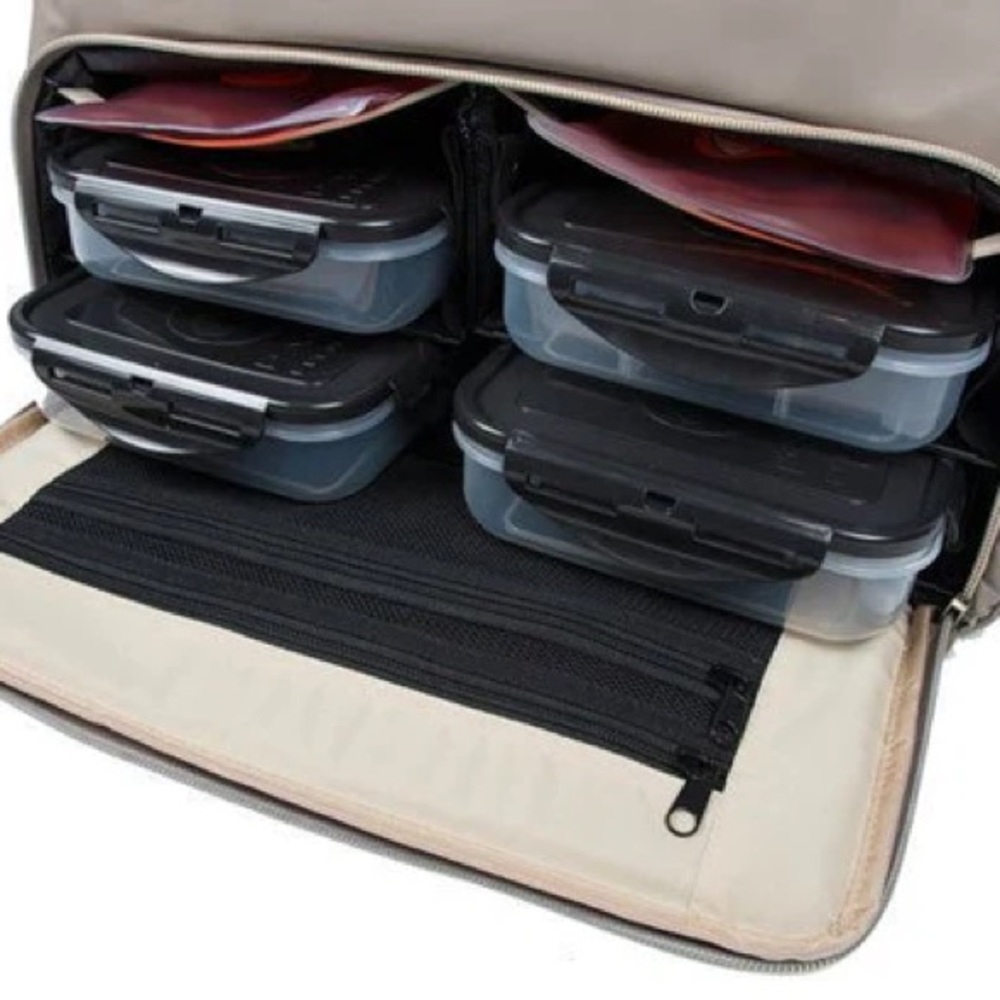 Renee Tote Meal Prep Management 4 - Meal Removable Insulated Core - Stone Beige - Picture 3 of 16